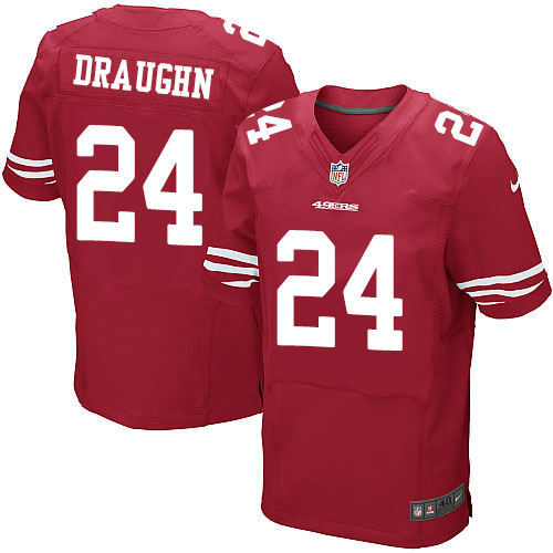 Men's Elite Shaun Draughn Nike Jersey Red Home - #24 NFL San Francisco 49ers